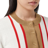 Cardigan en laine à motif Society d'archive en intarsia - White