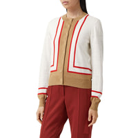 Cardigan en laine à motif Society d'archive en intarsia - White