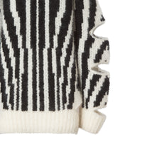 Pull manches découpés en jacquard de laine & mohair - Black & White