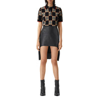 Polo en jacquard de laine mérinos mélangée à damier - Black & Archve Beige