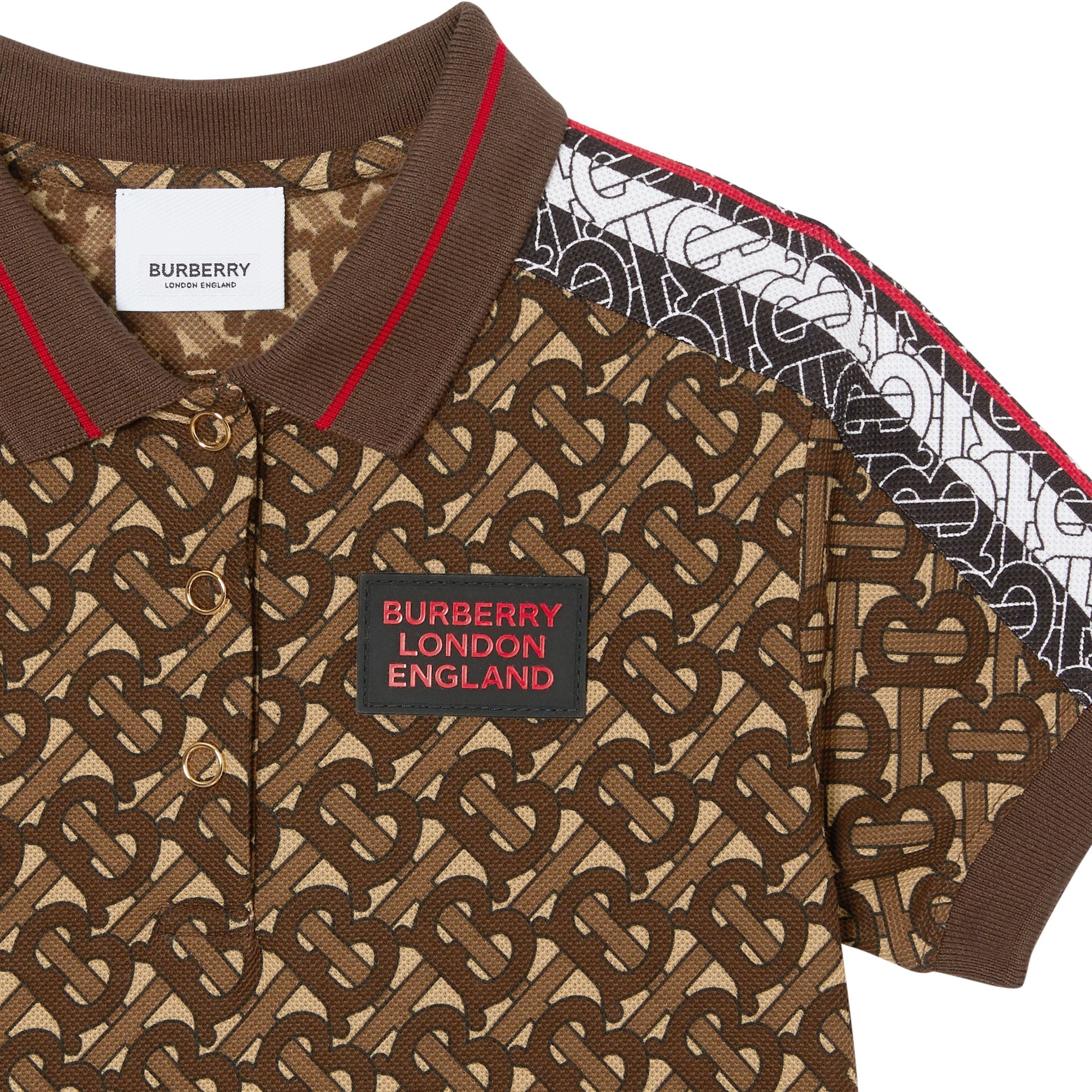 Robe polo en coton rayée Monogram - Bridle Brown