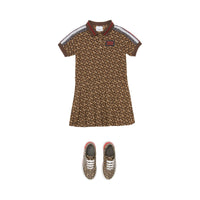Robe polo en coton rayée Monogram - Bridle Brown