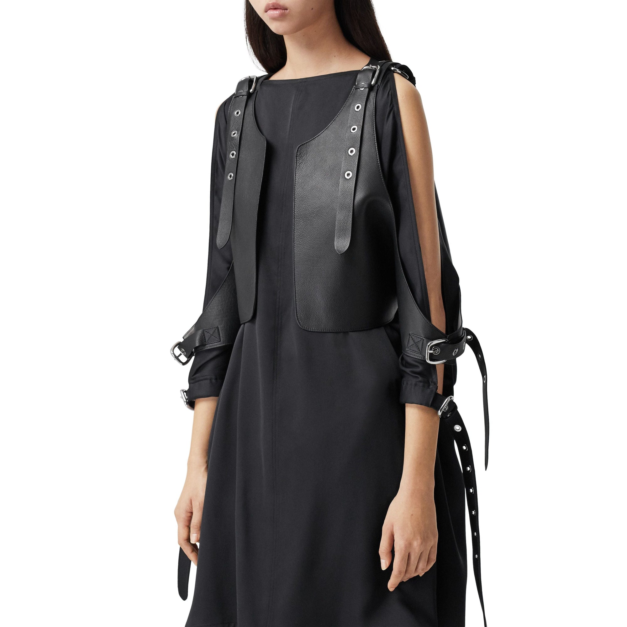 Gilet en cuir avec boucle - Black