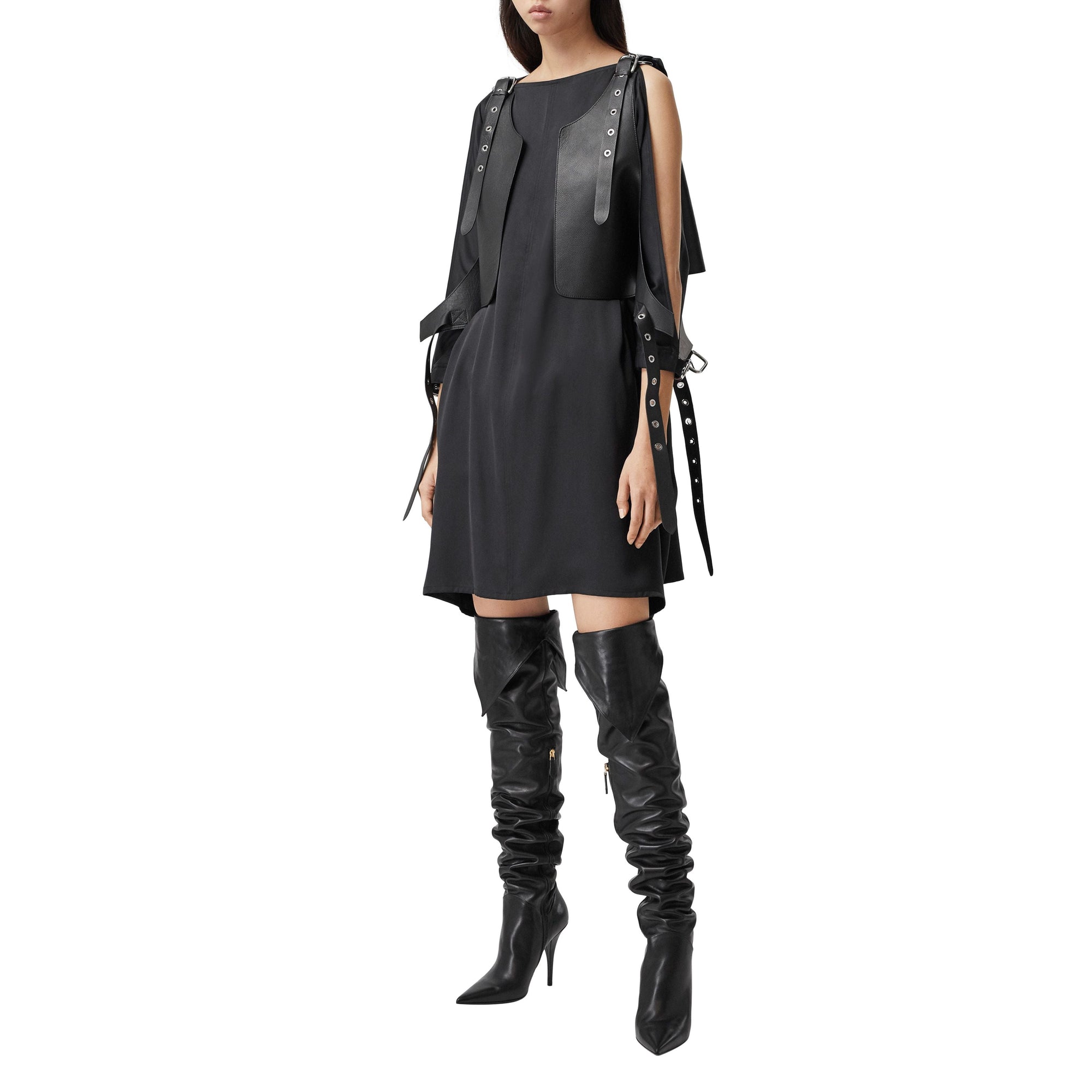 Gilet en cuir avec boucle - Black
