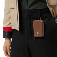 Porte-cartes en cuir grainé avec lanière - Tan