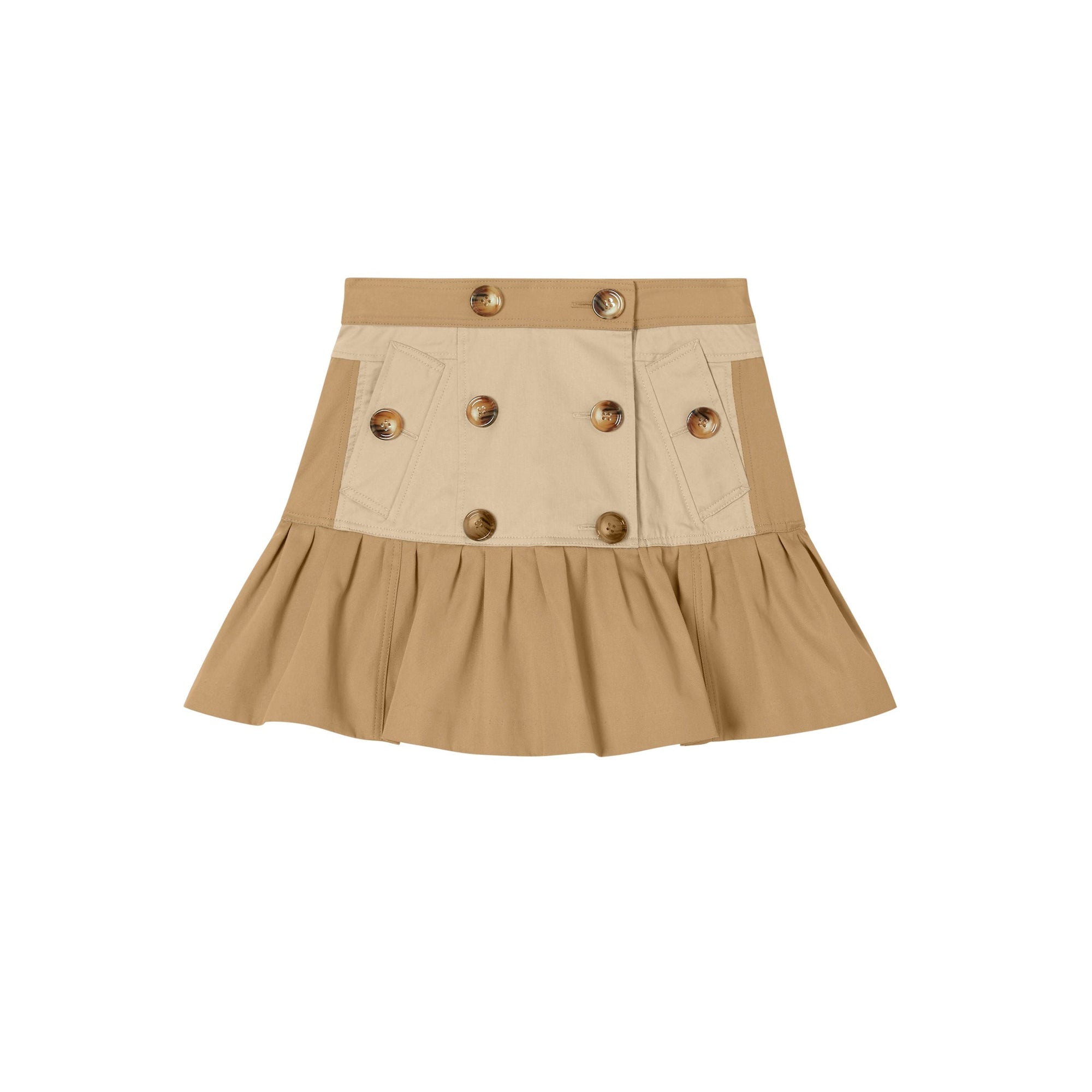 Jupe trench froncée en sergé de coton - Honey