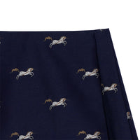Jupe plissée en jacquard de laine et soie à motif licorne - Navy