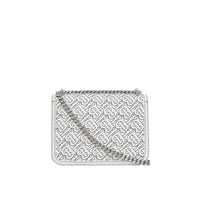 Petit sac TB en cuir d'agneau Monogram matelassé - Optic White