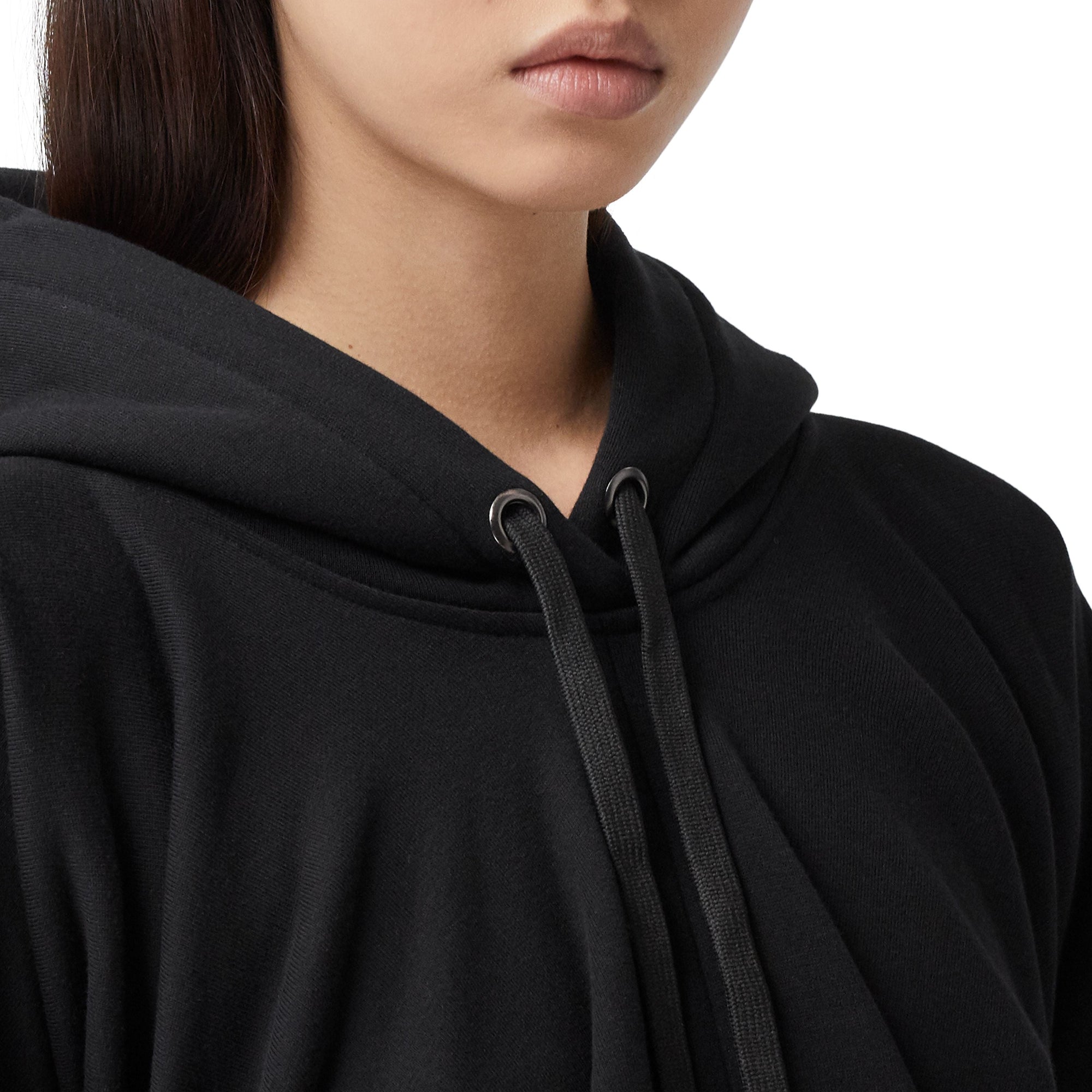 Hoodie oversize froncé en coton avec coordonnées géographiques - Black