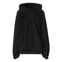 Hoodie oversize froncé en coton avec coordonnées géographiques - Black