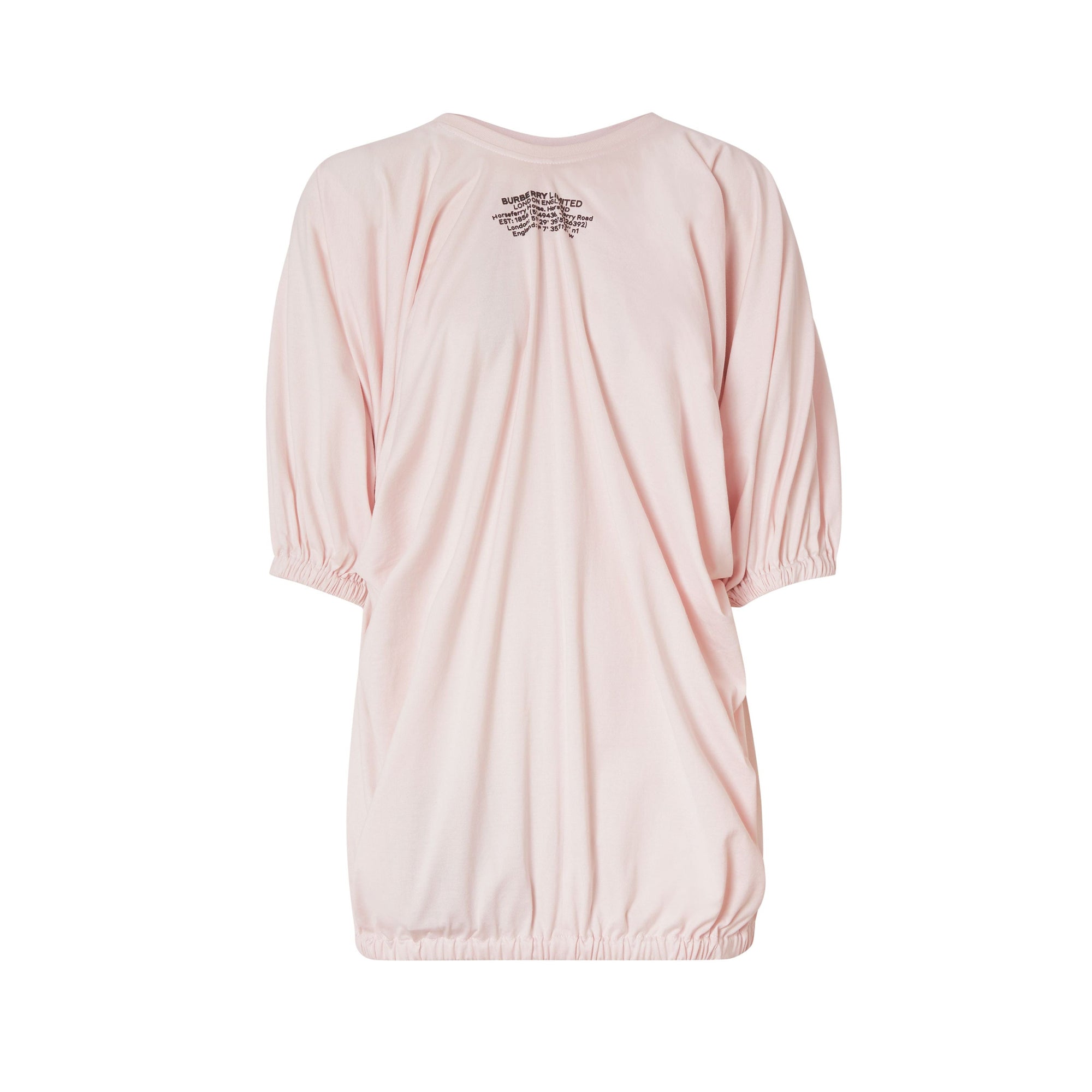 T-shirt oversize froncé en coton avec coordonnées géographiques - Alabaster Pink