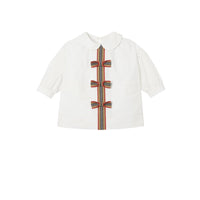 Robe en popeline de coton stretch à rayures iconiques - White