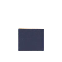 Portefeuille à rabat multidevise en cuir grainé surpiqué - Navy
