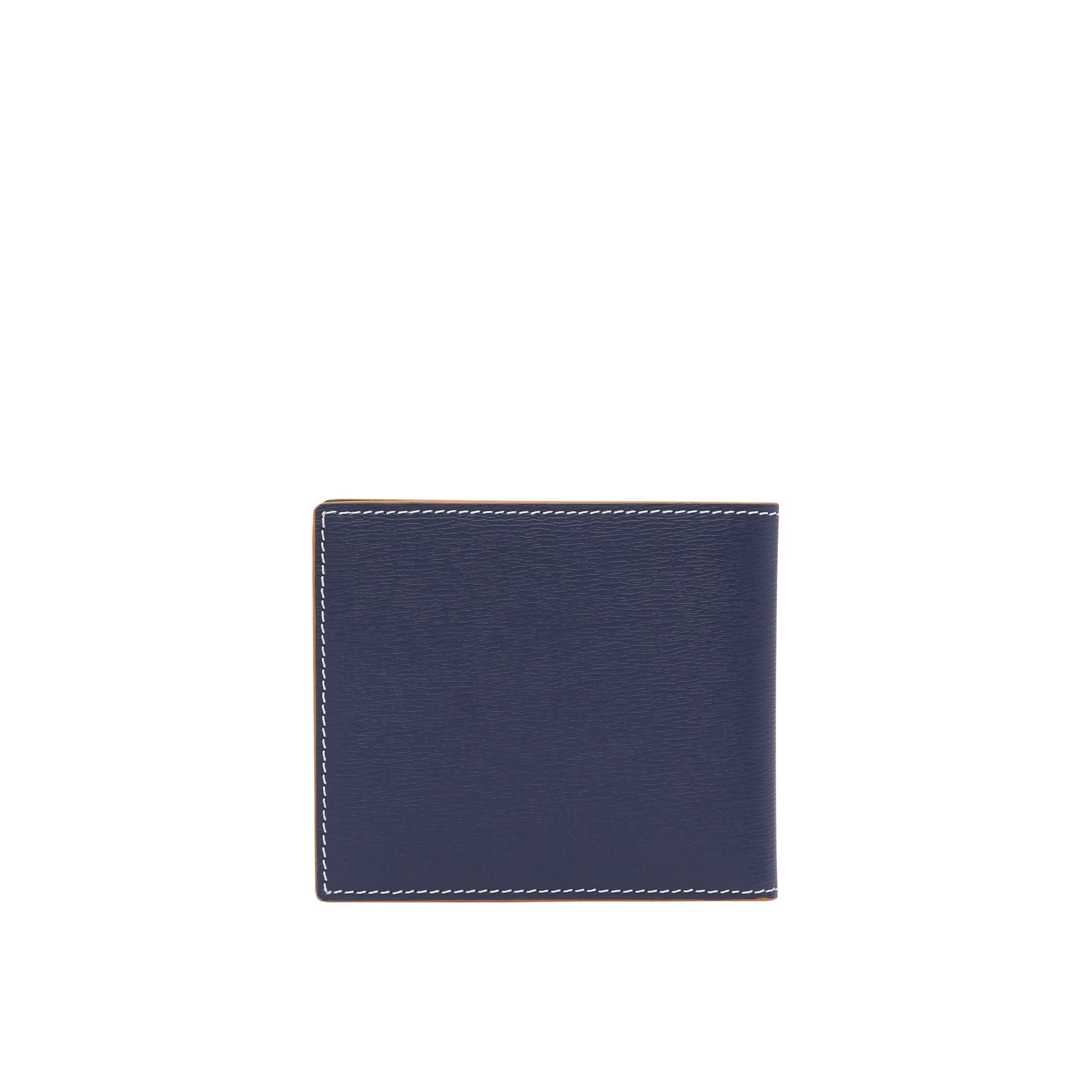 Portefeuille à rabat multidevise en cuir grainé surpiqué - Navy