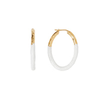 Créoles en émail et plaqué or - Gold & White