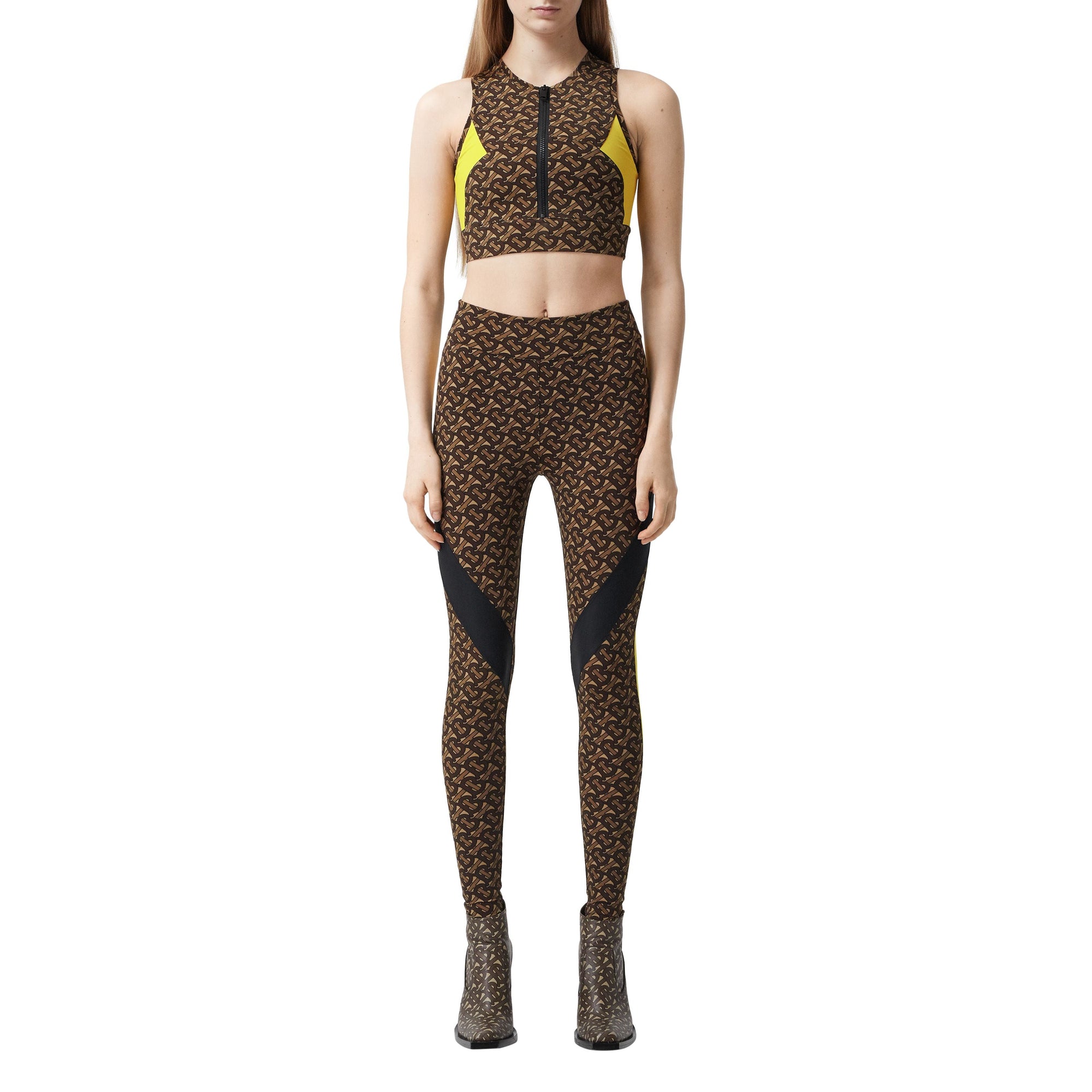 Legging en jersey stretch Monogram color-block - Bridle Brown