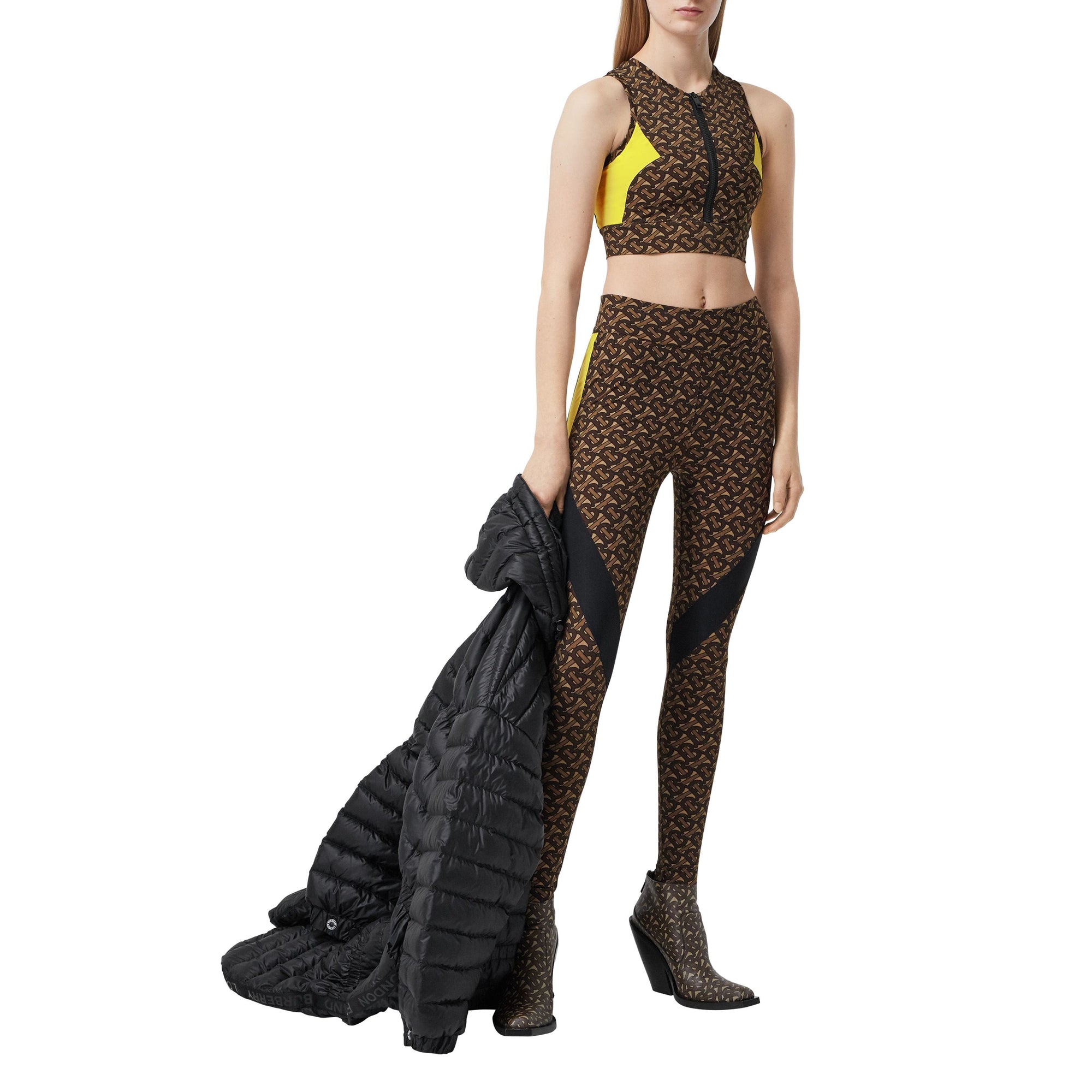 Legging en jersey stretch Monogram color-block - Bridle Brown