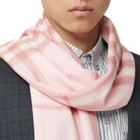 Écharpe légère en laine et soie check - Alabaster Pink