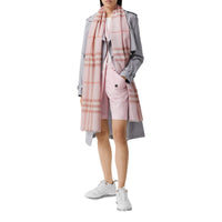 Écharpe légère en laine et soie check - Alabaster Pink