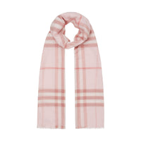 Écharpe légère en laine et soie check - Alabaster Pink