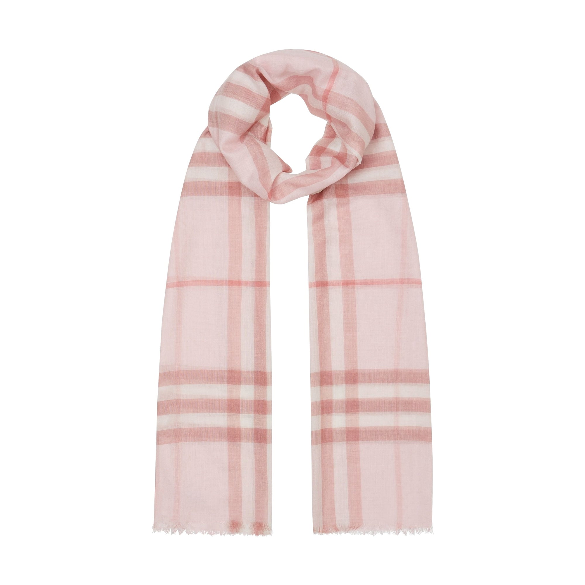 Écharpe légère en laine et soie check - Alabaster Pink