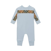 Coffret cadeau trois pièces pour bébé en coton avec check - Ice Blue