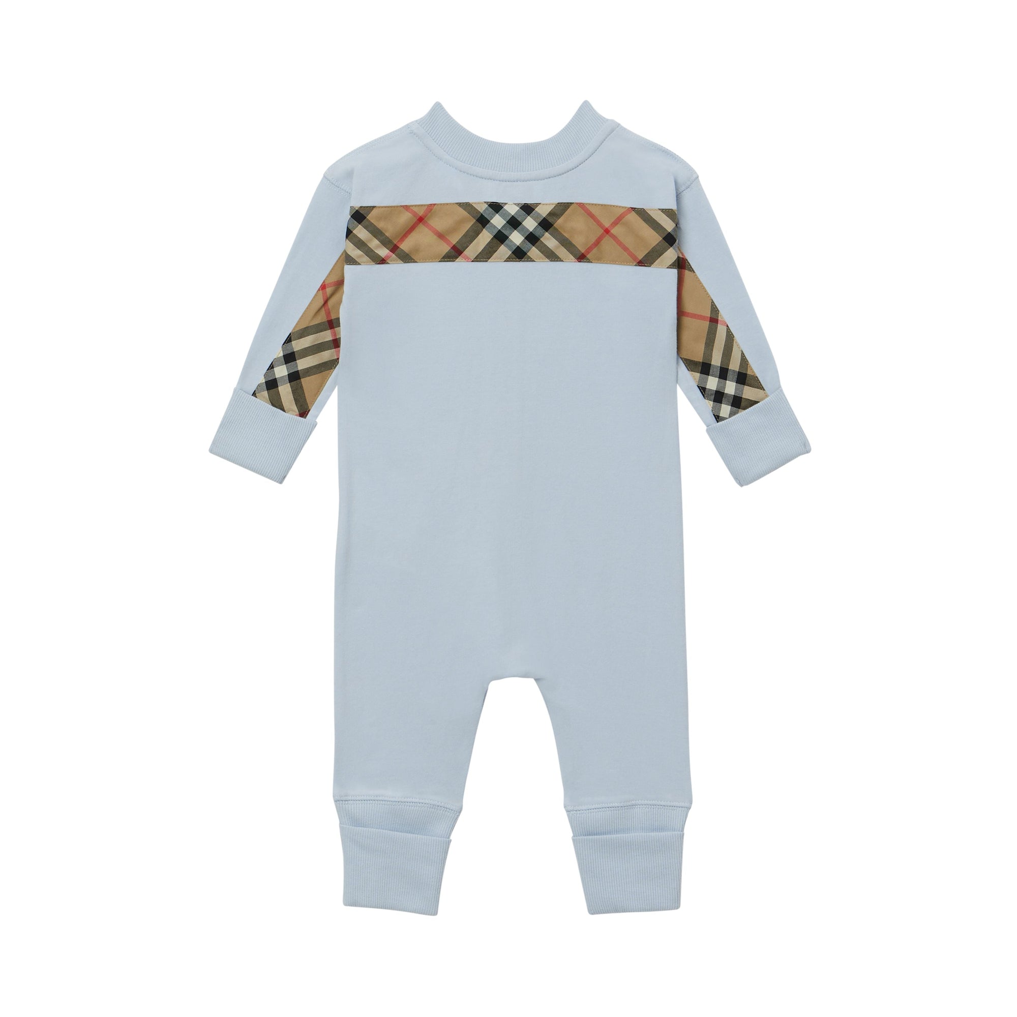Coffret cadeau trois pièces pour bébé en coton avec check - Ice Blue