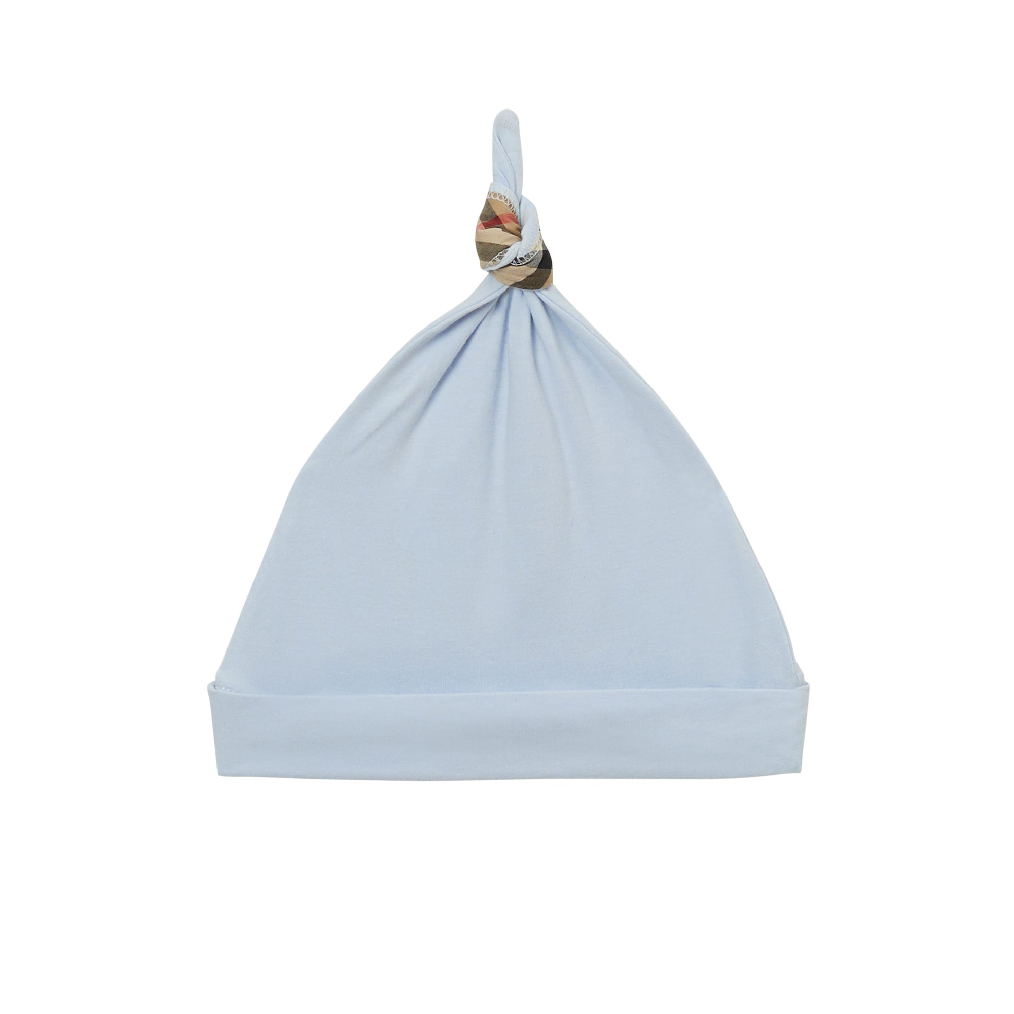 Coffret cadeau trois pièces pour bébé en coton avec check - Ice Blue