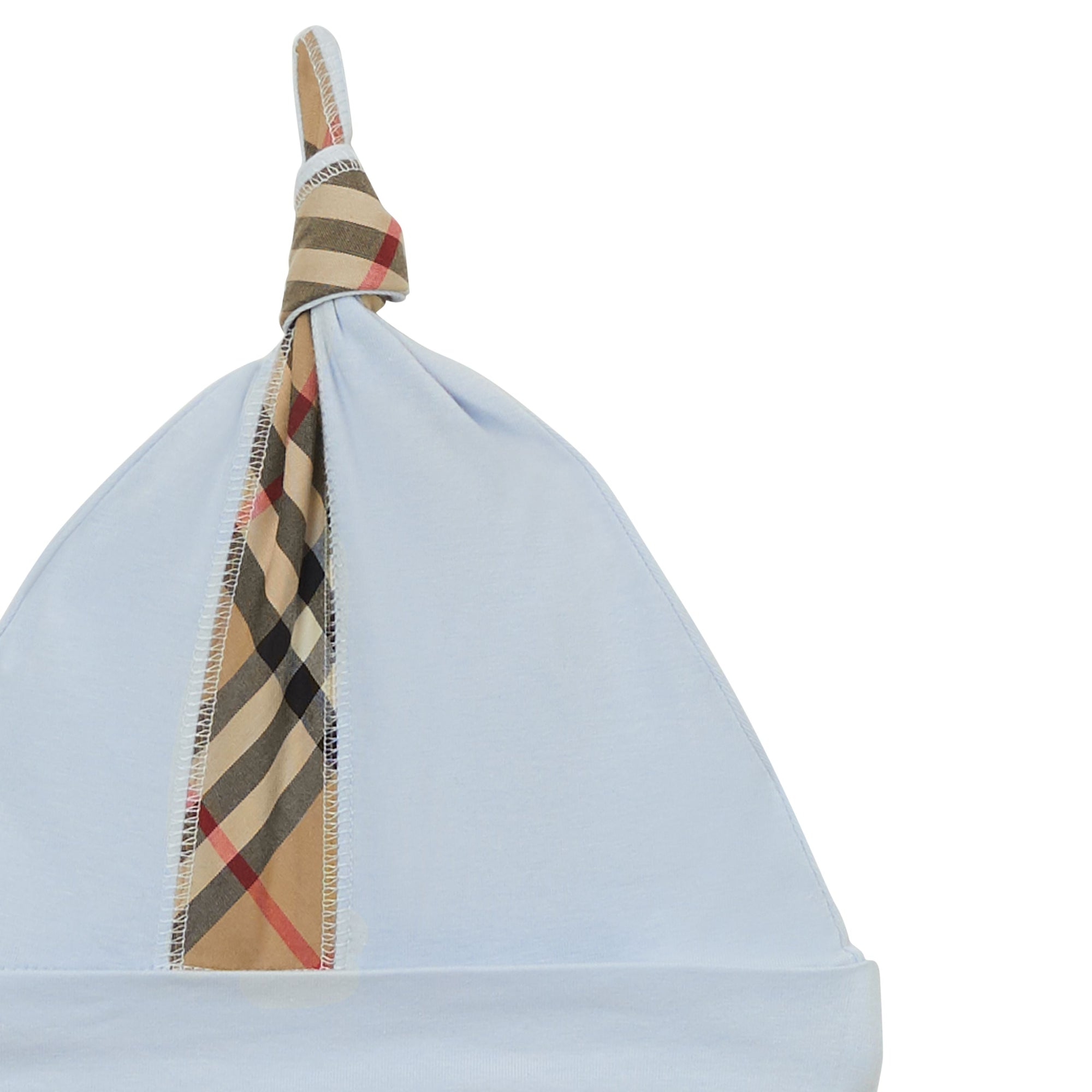 Coffret cadeau trois pièces pour bébé en coton avec check - Ice Blue