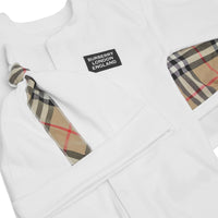 Coffret cadeau trois pièces pour bébé en coton avec check - White