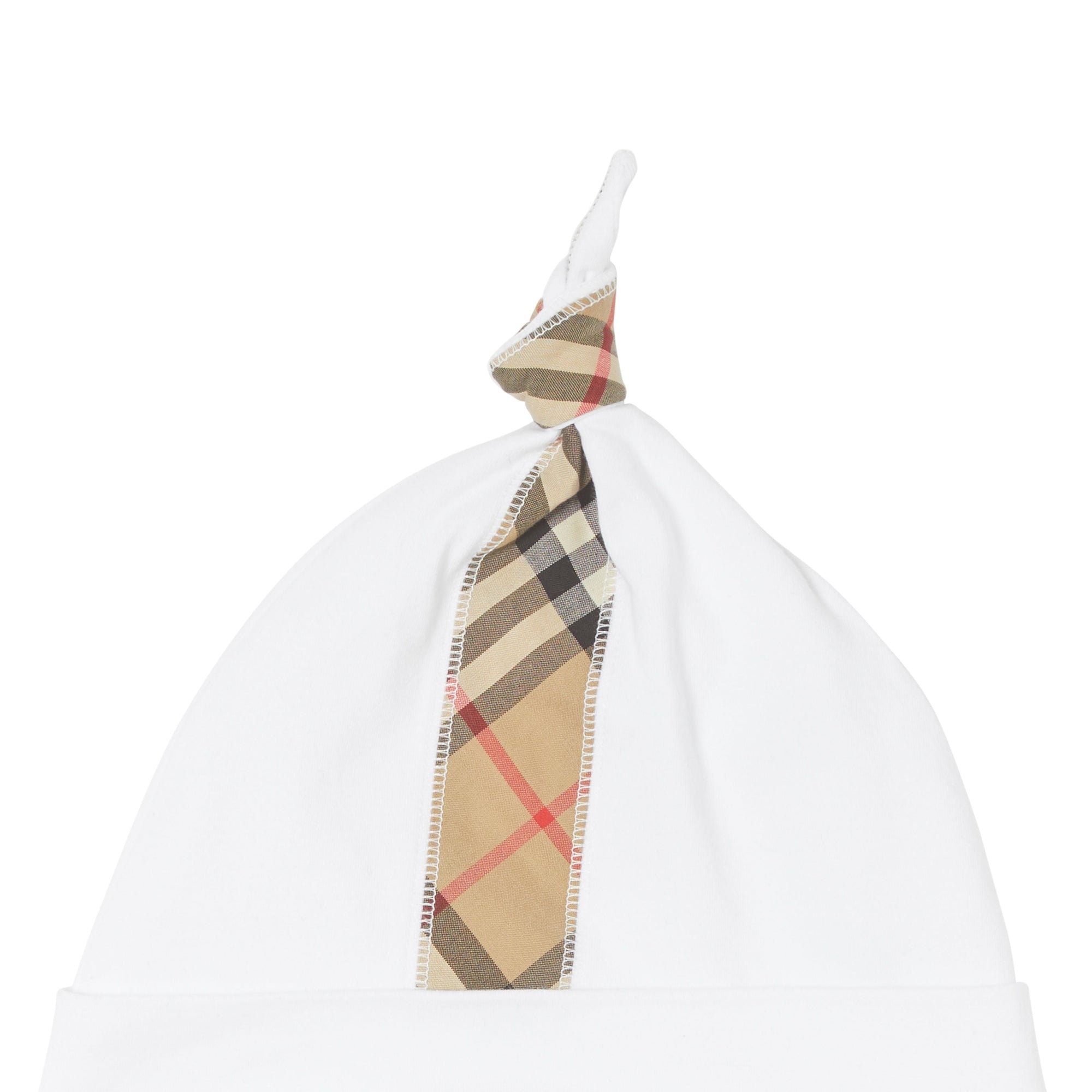 Coffret cadeau trois pièces pour bébé en coton avec check - White