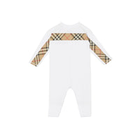 Coffret cadeau trois pièces pour bébé en coton avec check - White