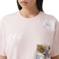 T-shirt oversize en coton à imprimé montage - Alabaster Pink