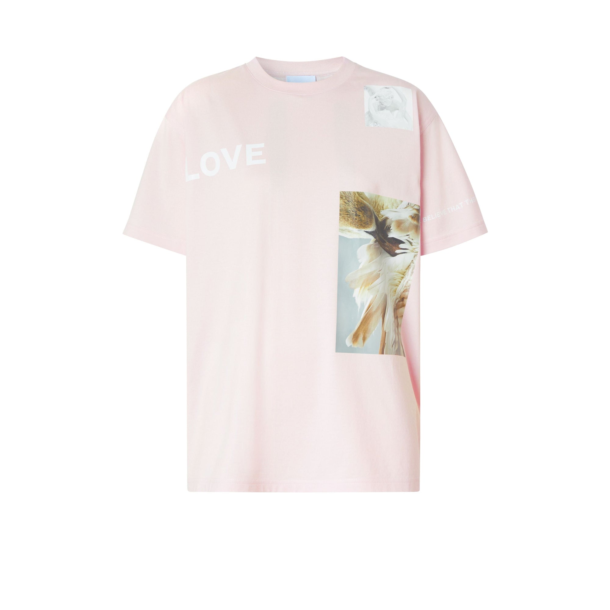 T-shirt oversize en coton à imprimé montage - Alabaster Pink