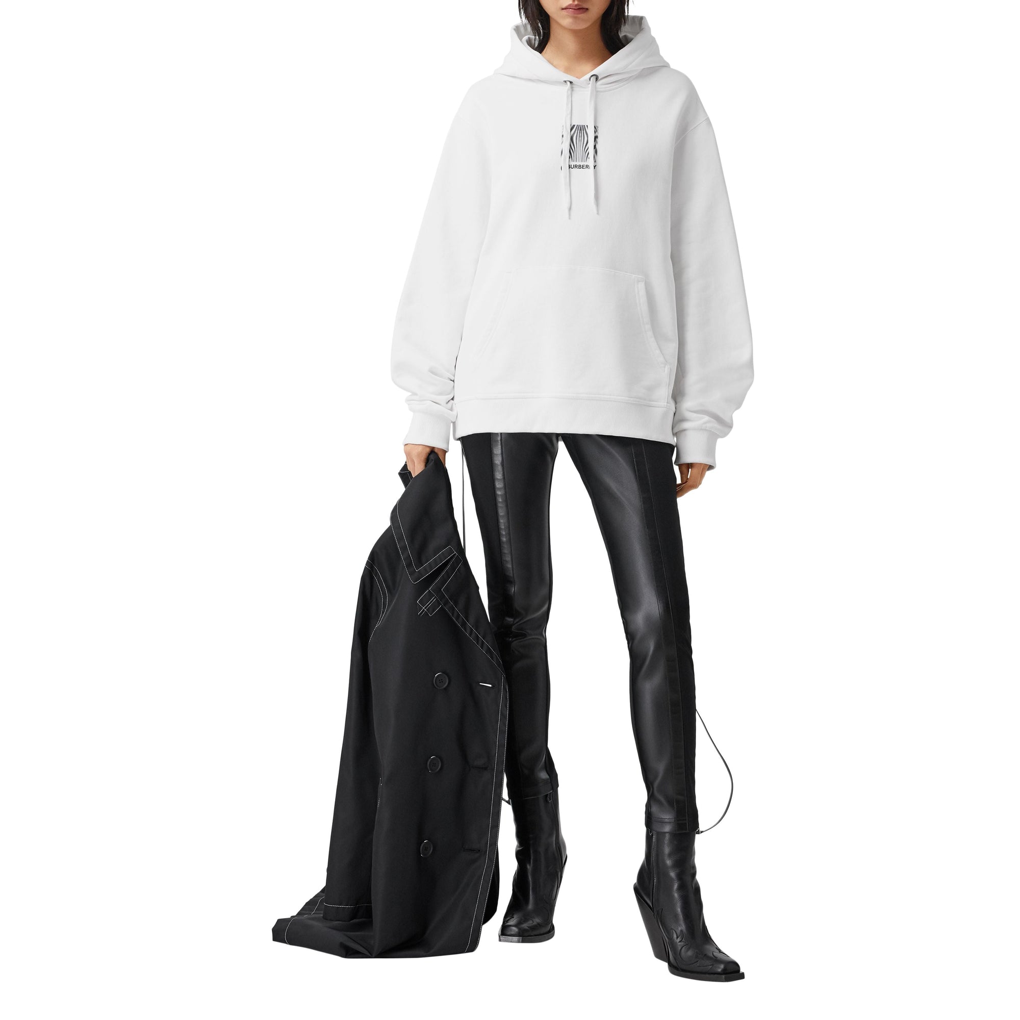 Hoodie oversize en coton à imprimé montage - White