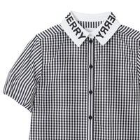 Robe chemise en coton rayée et vichy avec logo - Black Stripe