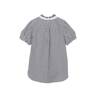 Robe chemise en coton rayée et vichy avec logo - Black Stripe