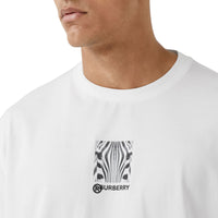 T-shirt oversize en coton à imprimé montage - White