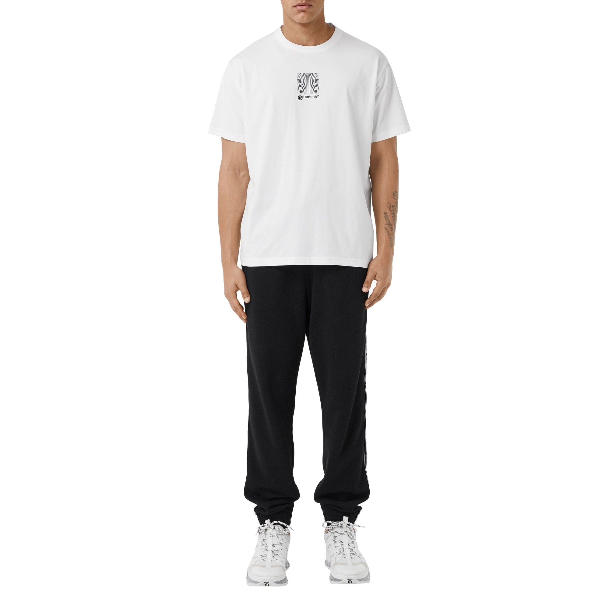 T-shirt oversize en coton à imprimé montage - White