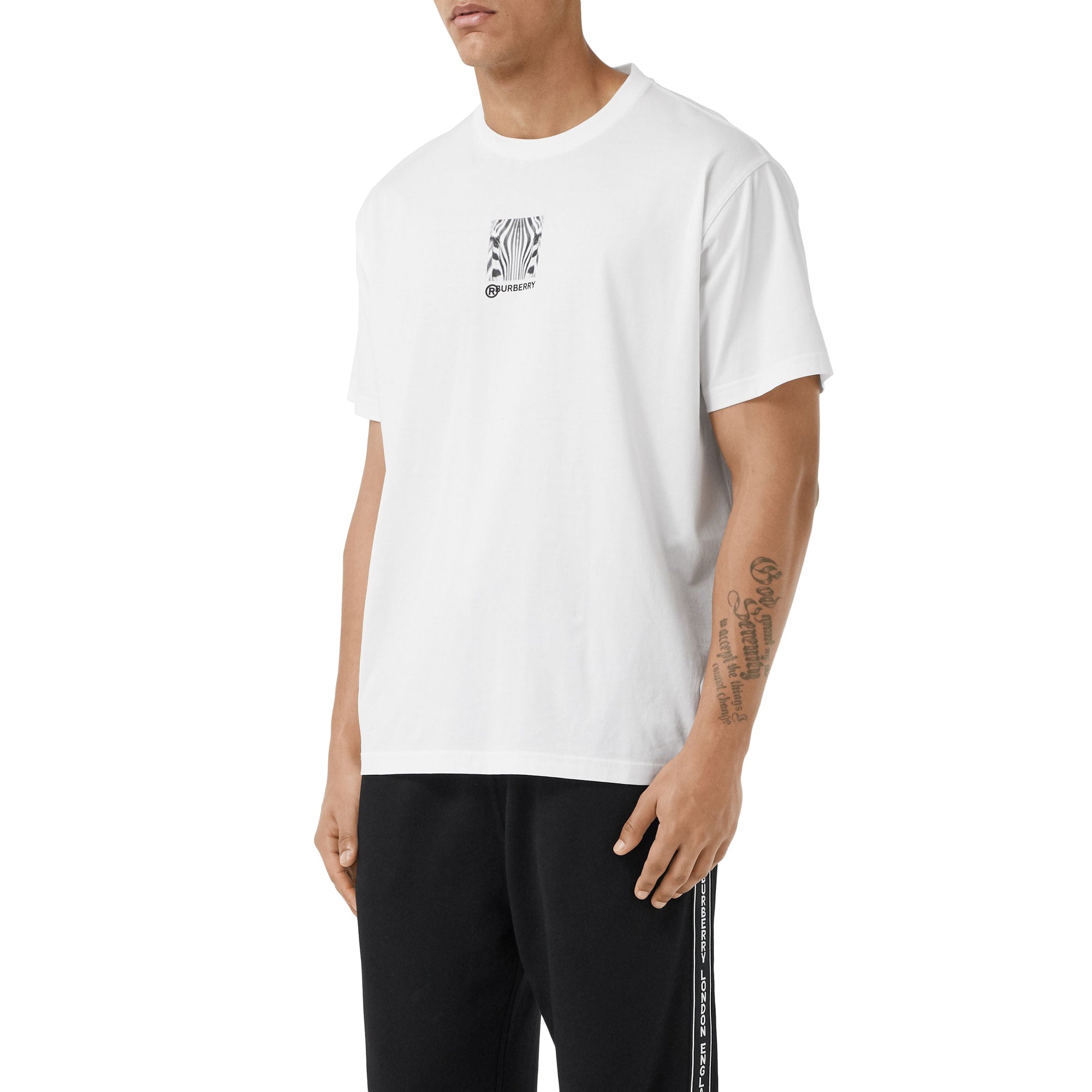 T-shirt oversize en coton à imprimé montage - White