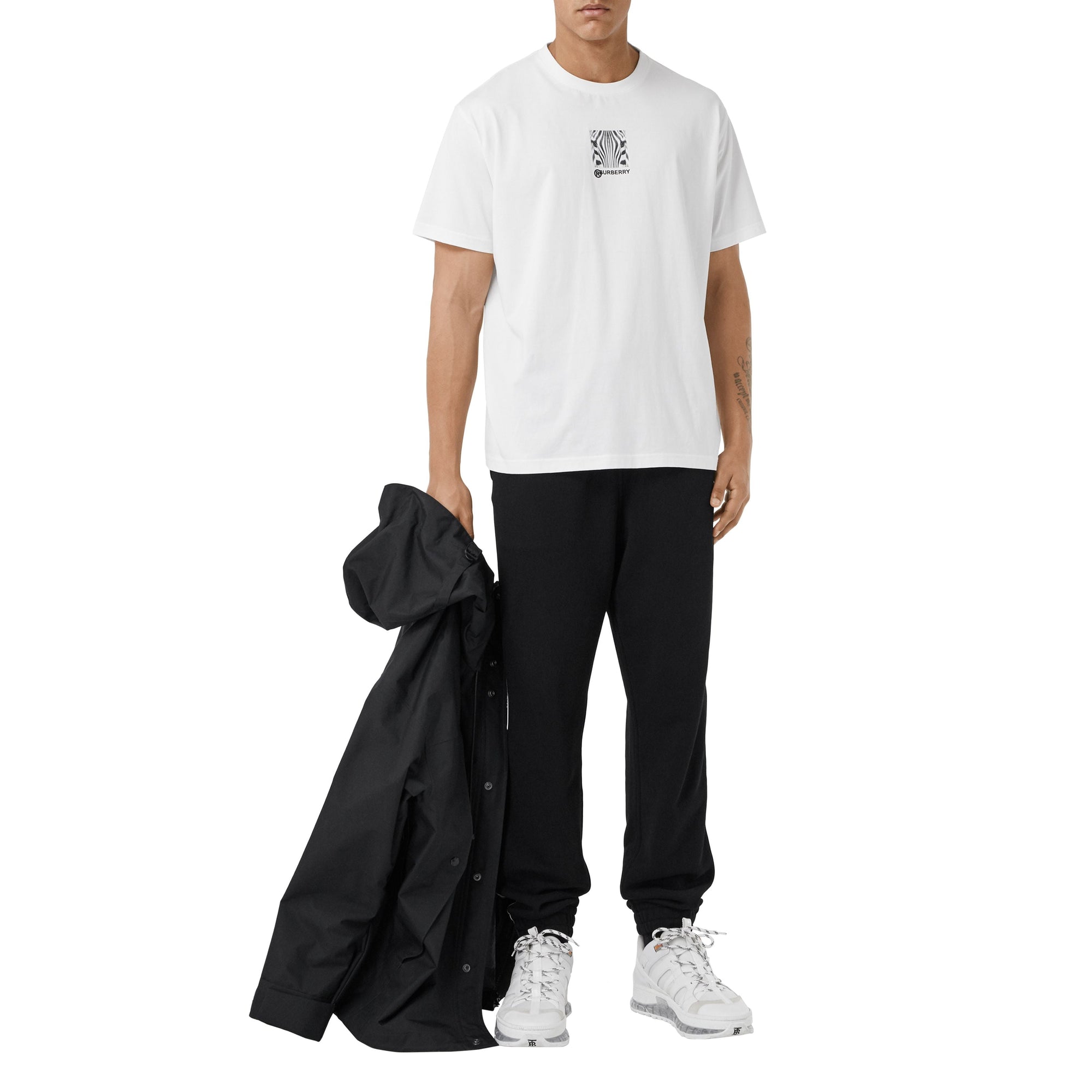 T-shirt oversize en coton à imprimé montage - White