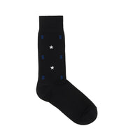 Chaussettes en coton mélangé à motifs étoilé et Monogram - Black