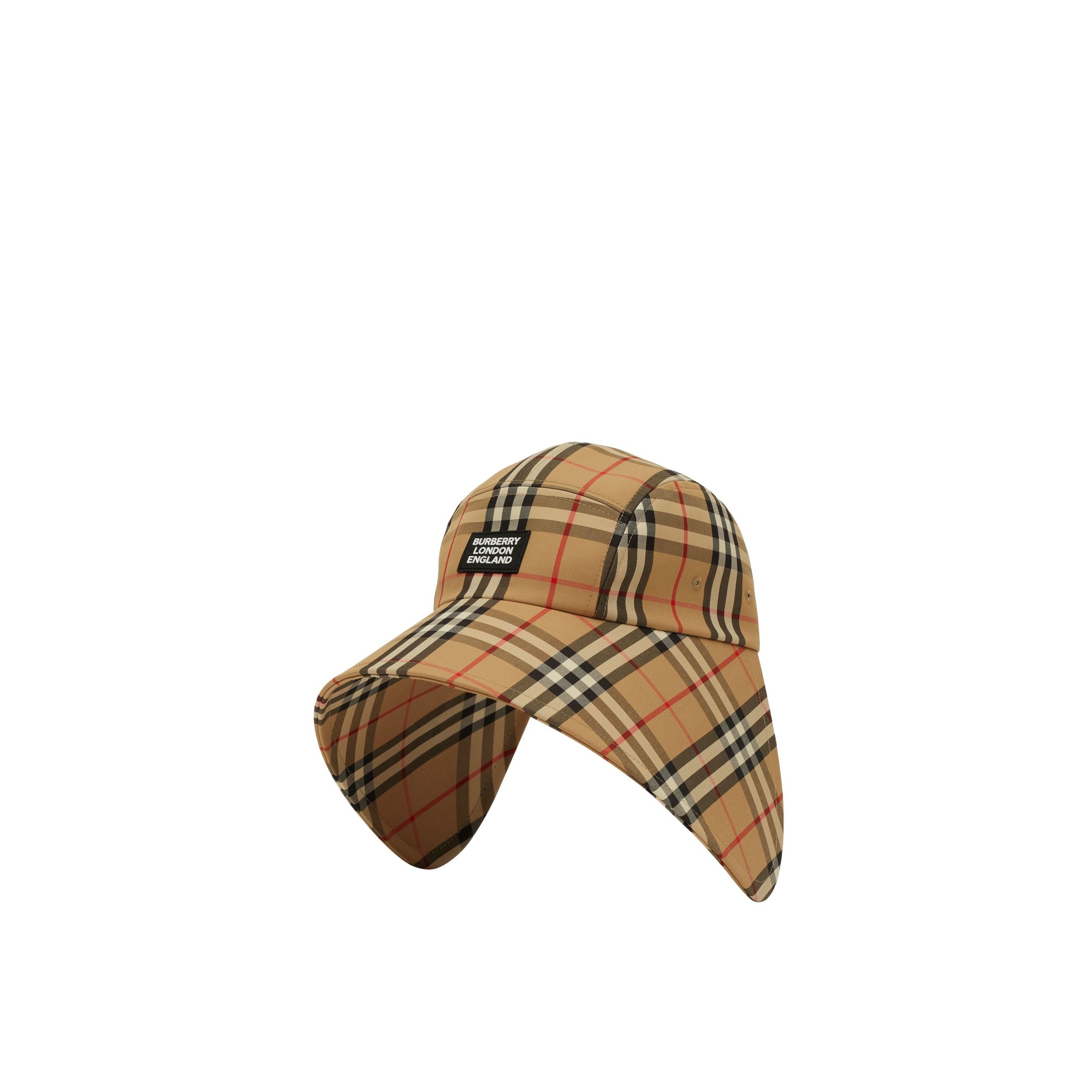 Casquette à bords larges Vintage check avec logo appliqué - Archive Beige