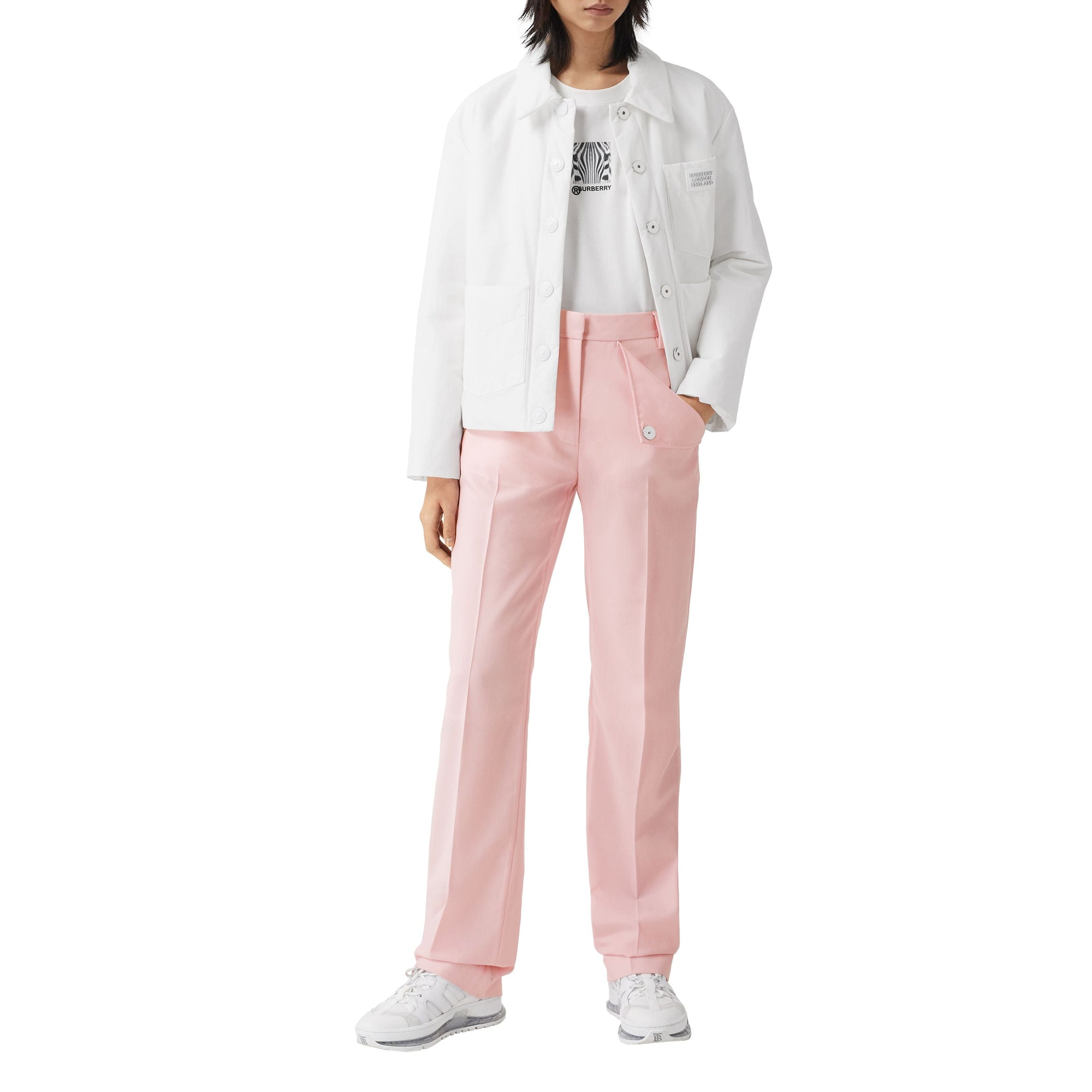 Pantalon tailleur en laine avec poches - Soft Pink