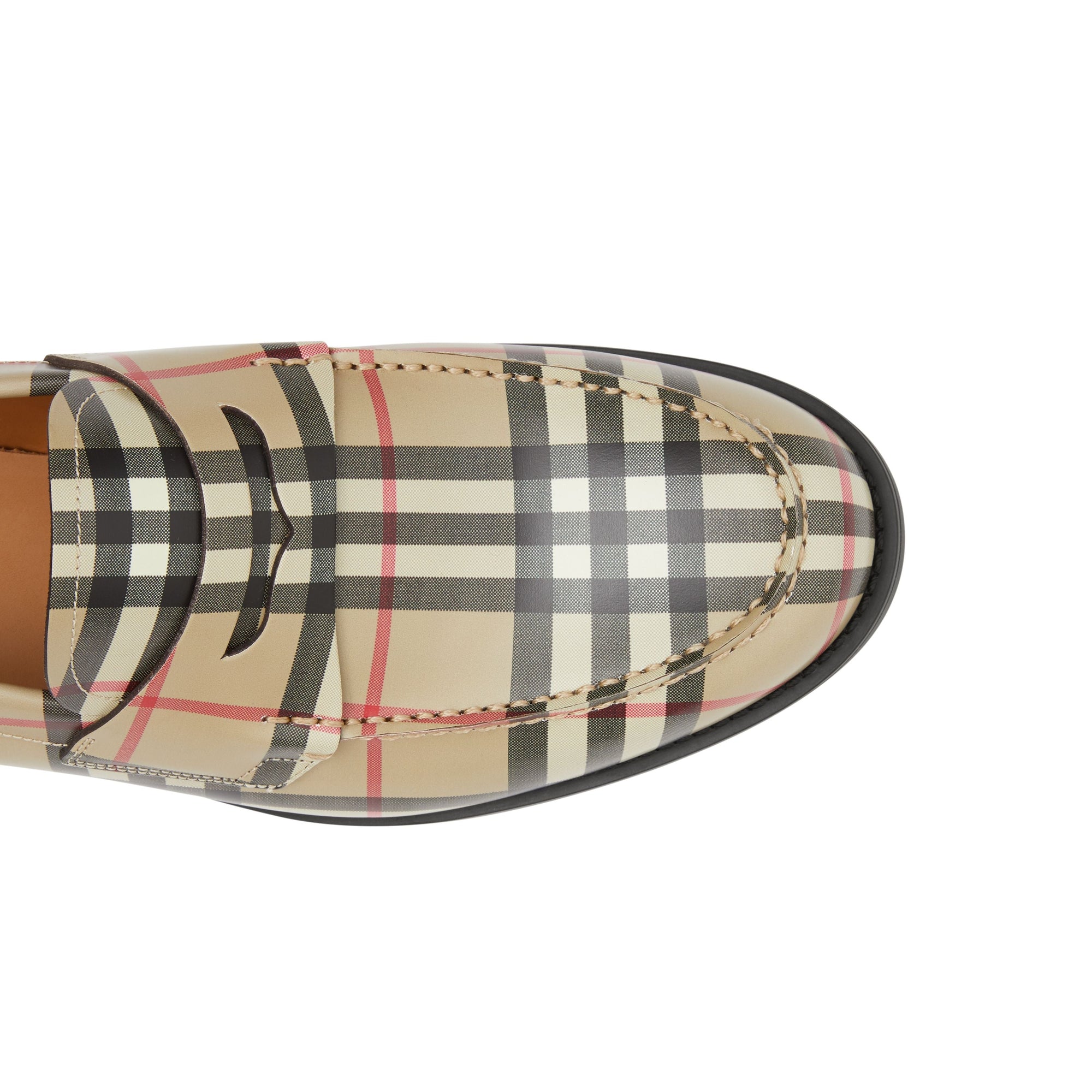 Mocassins en cuir Vintage check avec boucle en D - Archive Beige