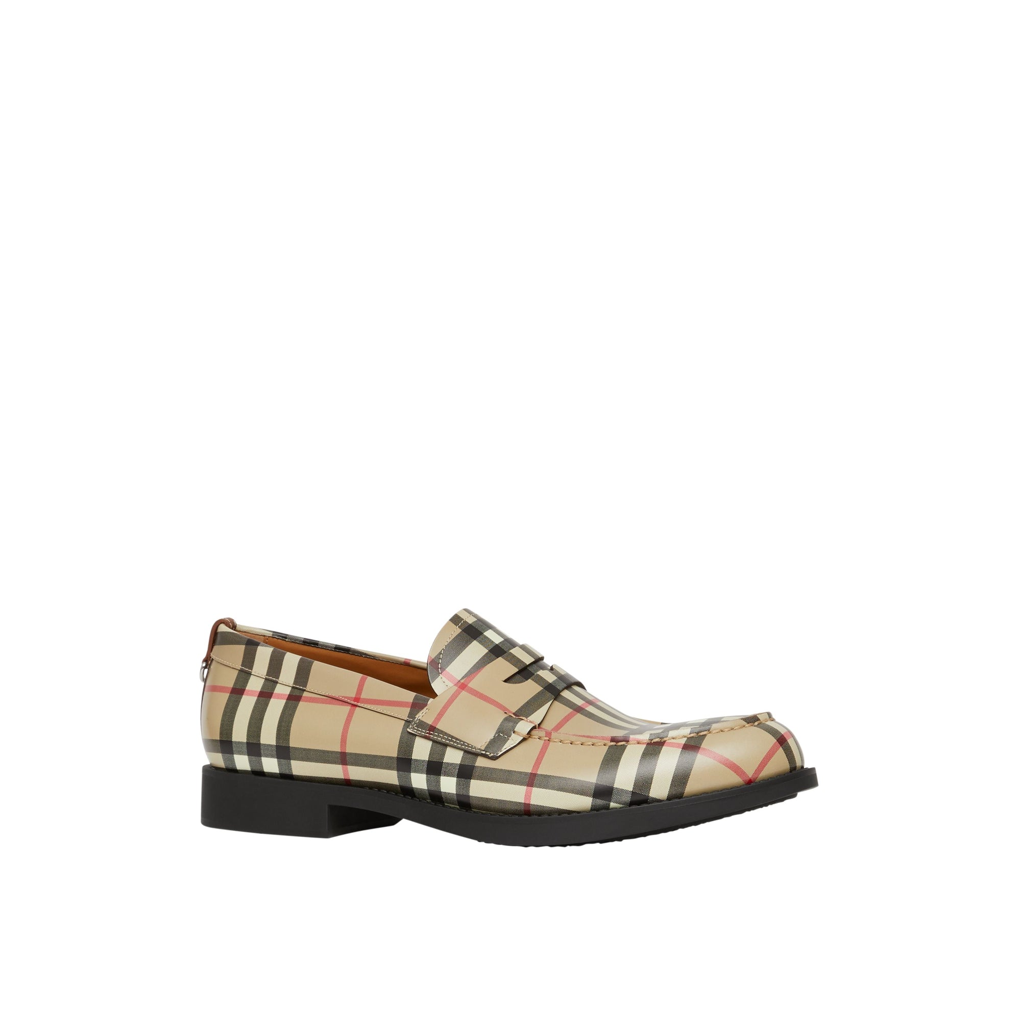 Mocassins en cuir Vintage check avec boucle en D - Archive Beige