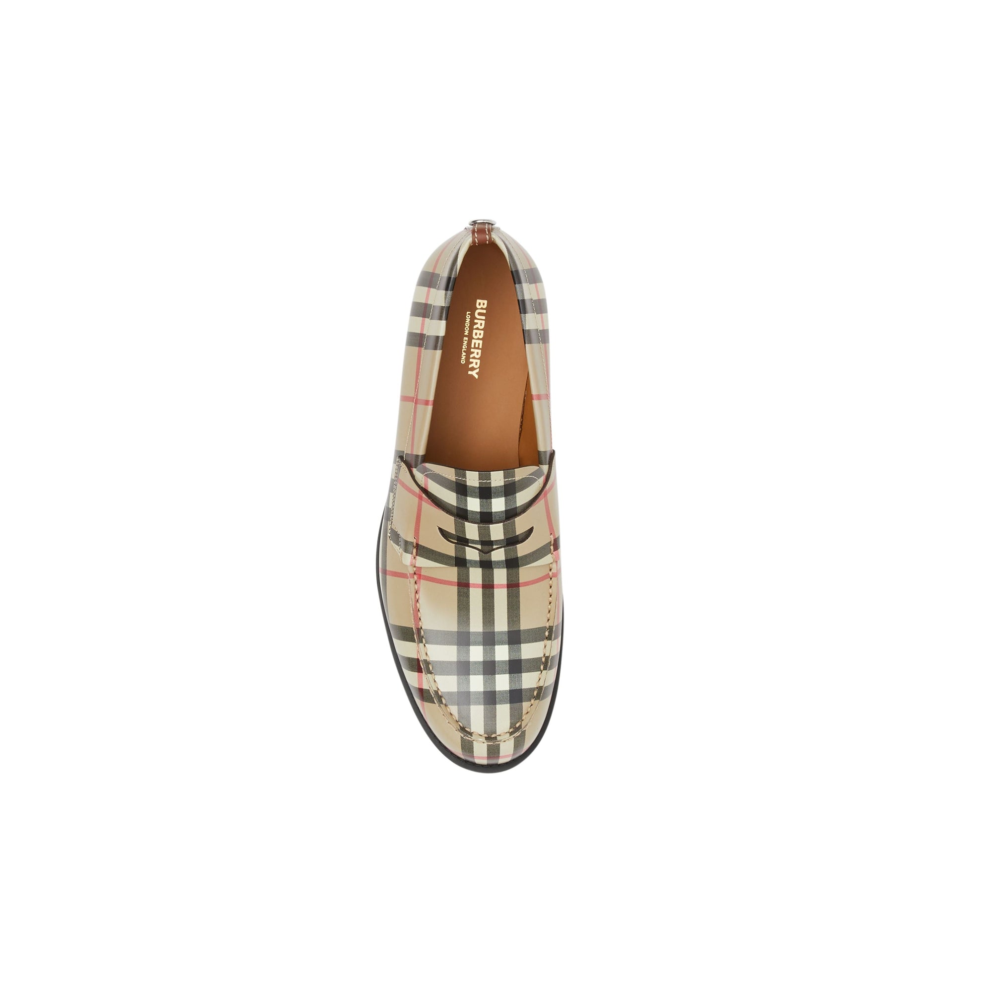 Mocassins en cuir Vintage check avec boucle en D - Archive Beige