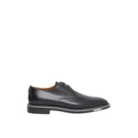 Derbies en cuir surpiqué avec logo - Black