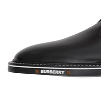 Derbies en cuir surpiqué avec logo - Black