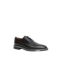 Derbies en cuir surpiqué avec logo - Black